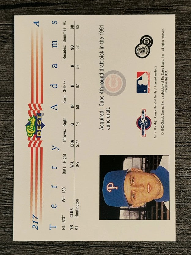 1992 Classic/Best #217 Terry Adams