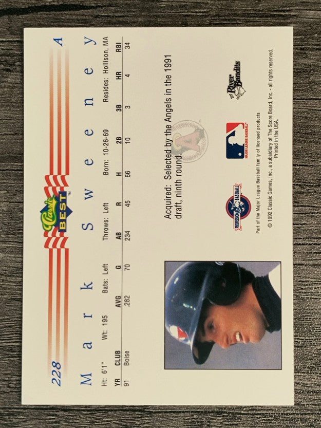 1992 Classic/Best #228 Mark Sweeney