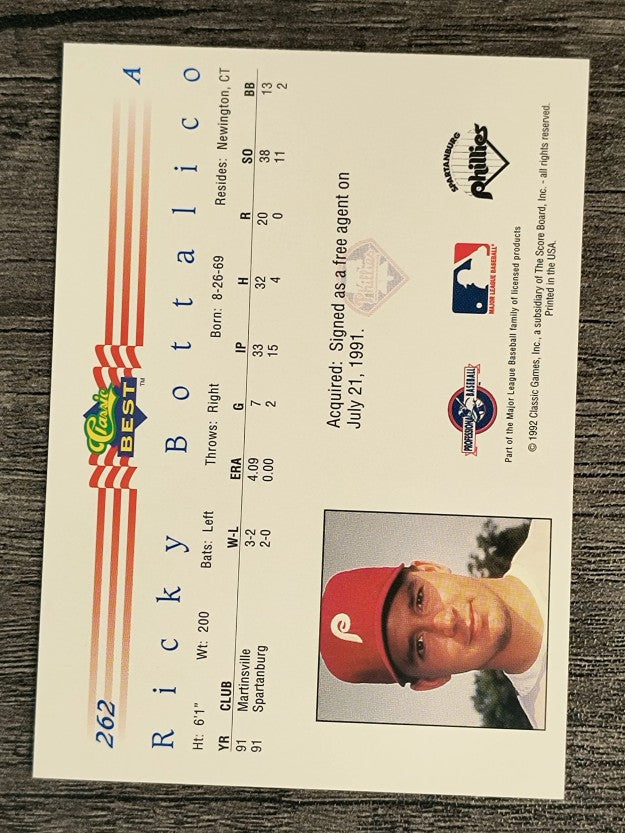 1992 Classic/Best #262 Ricky Bottalico
