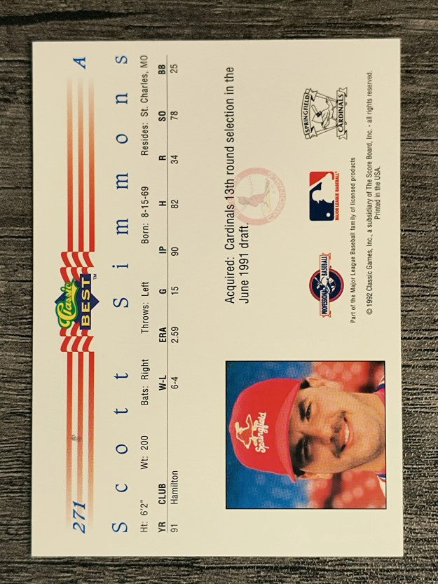1992 Classic/Best #271 Scott Simmons