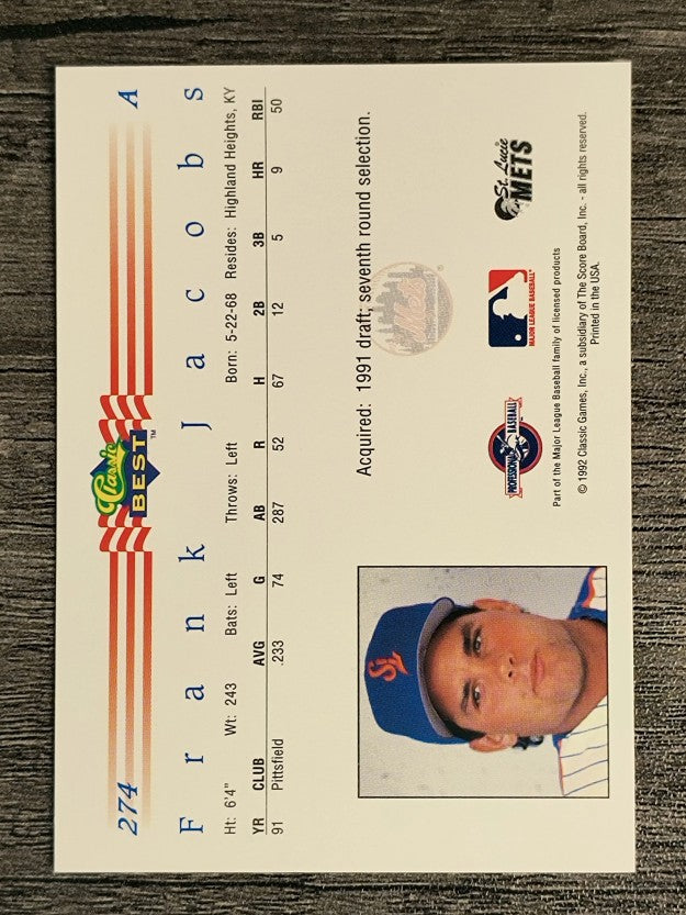 1992 Classic/Best #274 Frank Jacobs