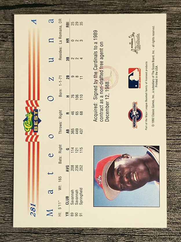 1992 Classic/Best #281 Mateo Ozuna