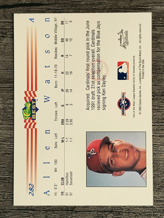 1992 Classic/Best #282 Allen Watson
