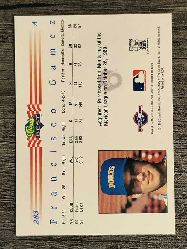 1992 Classic/Best #283 Francisco Gamez