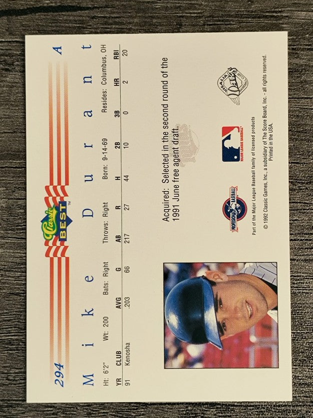 1992 Classic/Best #294 Mike Durant
