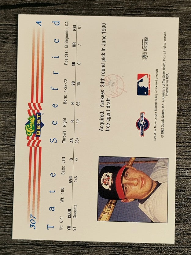 1992 Classic/Best #307 Tate Seefried