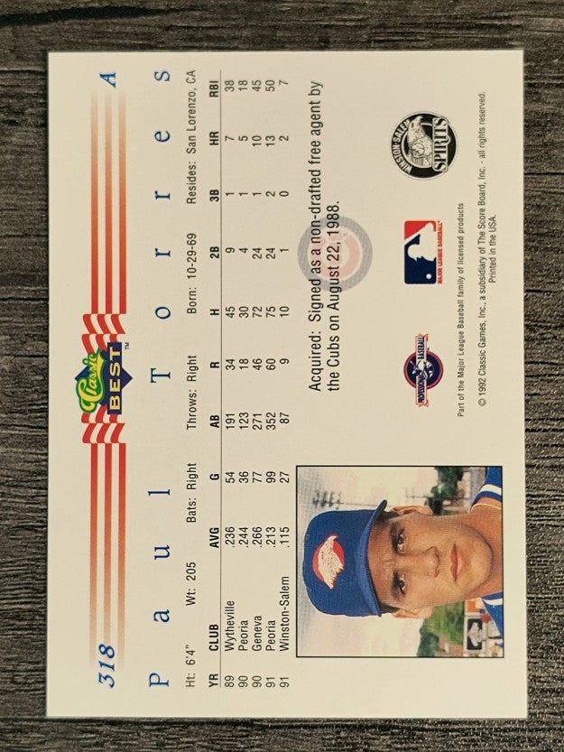1992 Classic/Best #318 Paul Torres
