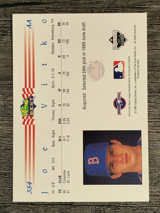 1992 Classic/Best #354 Joe Vitko
