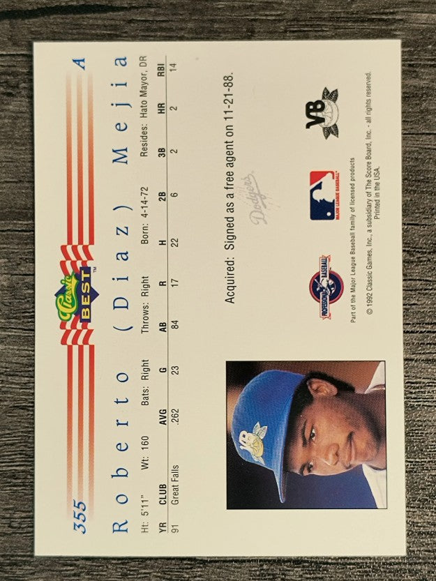 1992 Classic/Best #355 Roberto (Diaz) Mejia