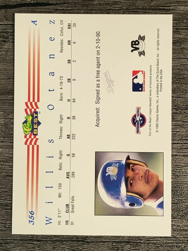 1992 Classic/Best #356 Willis Otanez