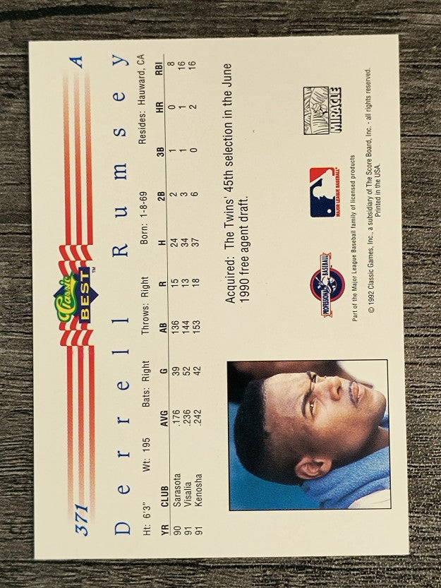1992 Classic/Best #371 Derrell Rumsey