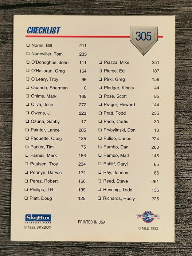 1992 SkyBox AA #305 Checklist Alpha 3