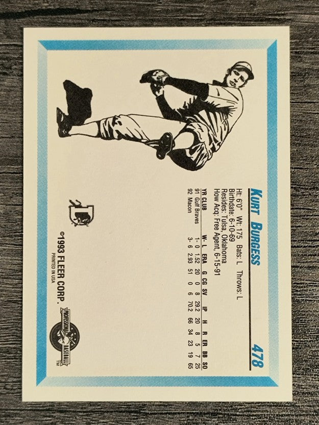 1993 Durham Bulls Fleer/ProCards #478 Kurt Burgess