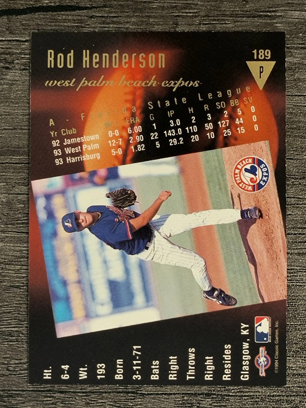 1994 Classic/Best Gold #189 Rod Henderson