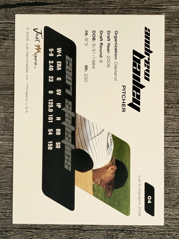 2008 Just Autographs #4 Andrew Bailey