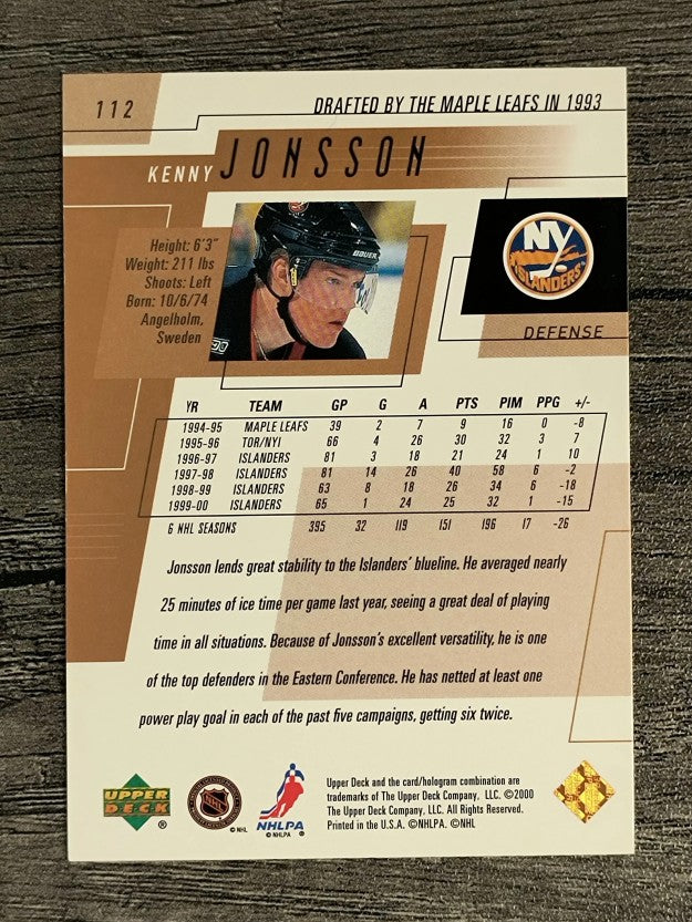 2000-01 Upper Deck #112 Kenny Jonsson