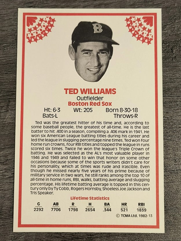 1982 TCMA Stars of the 50's #13 Ted Williams (NM)