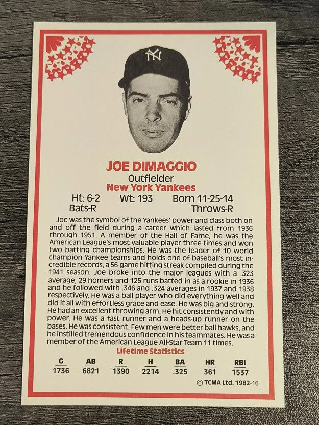 1982 TCMA Stars of the 50's #16 Joe DiMaggio (EXMT)