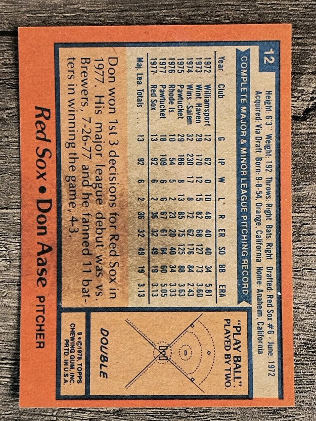 1978 Topps #12 Don Aase (VGEX)