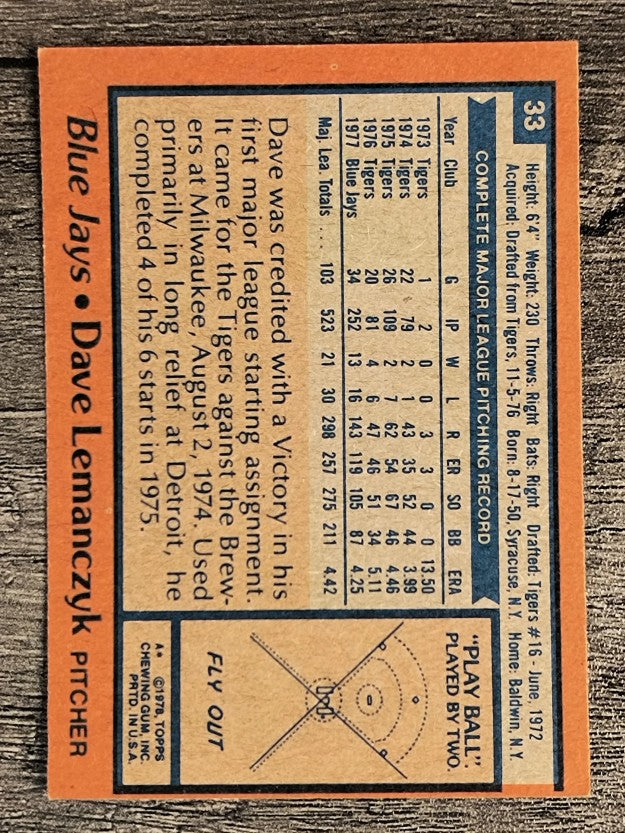 1978 Topps #33 Dave Lemanczyk (EXMT)