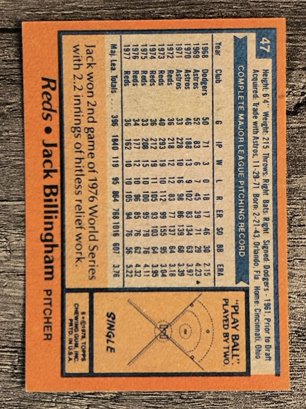 1978 Topps #47 Jack Billingham (NM)