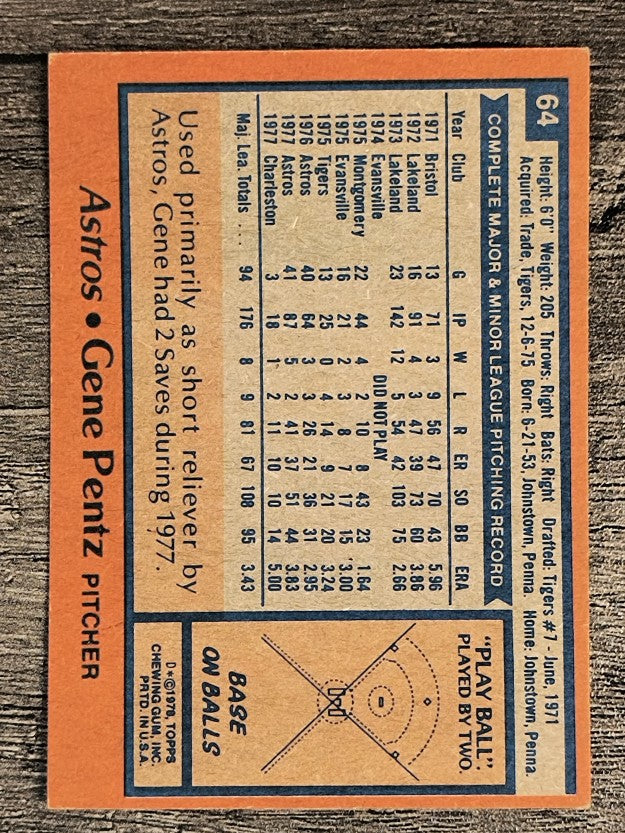 1978 Topps #64 Gene Pentz (EX)