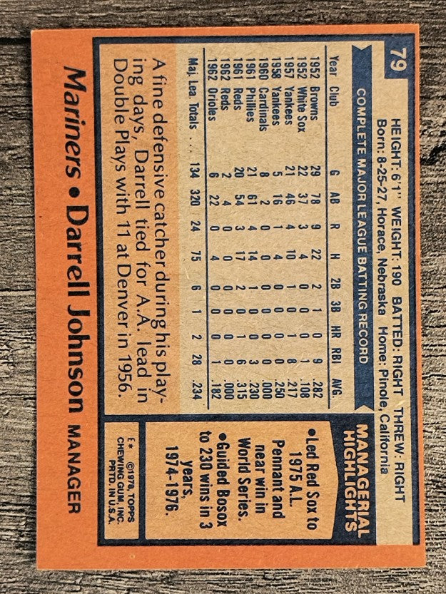 1978 Topps #79 Darrell Johnson MG (EX)