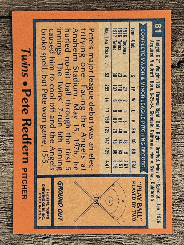 1978 Topps #81 Pete Redfern (NM)