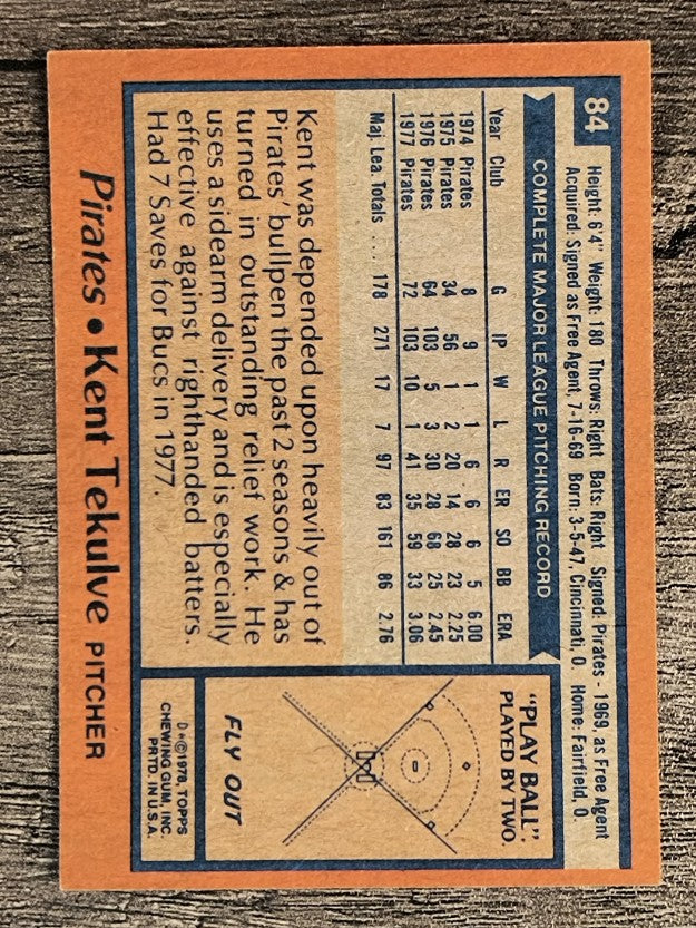1978 Topps #84 Kent Tekulve (NM)