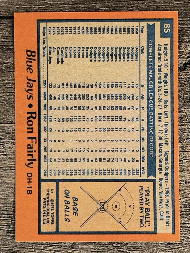 1978 Topps #85 Ron Fairly (MINT)