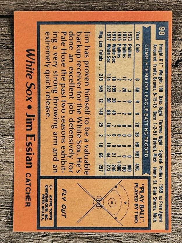 1978 Topps #98 Jim Essian (EX)