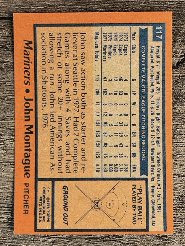 1978 Topps #117 John Montague (MINT)