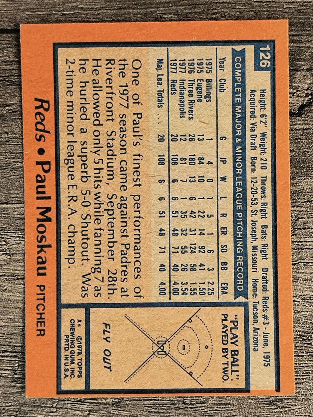 1978 Topps #126 Paul Moskau RC (NM)