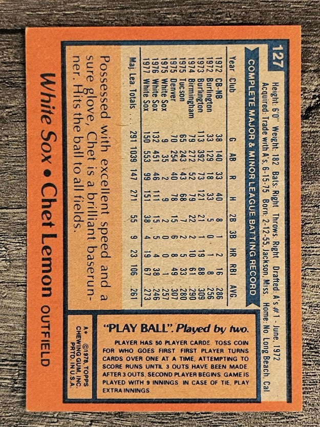 1978 Topps #127 Chet Lemon (NM)