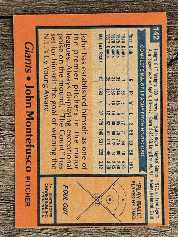 1978 Topps #142 John Montefusco (EXMT)