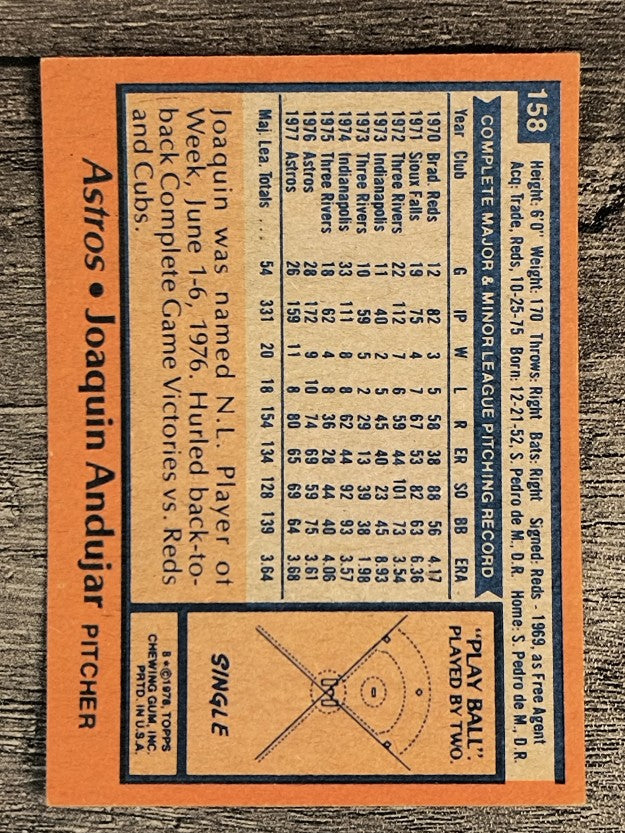 1978 Topps #158 Joaquin Andujar (EX)