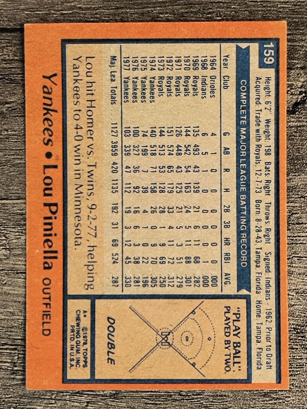 1978 Topps #159 Lou Piniella (EXMT)