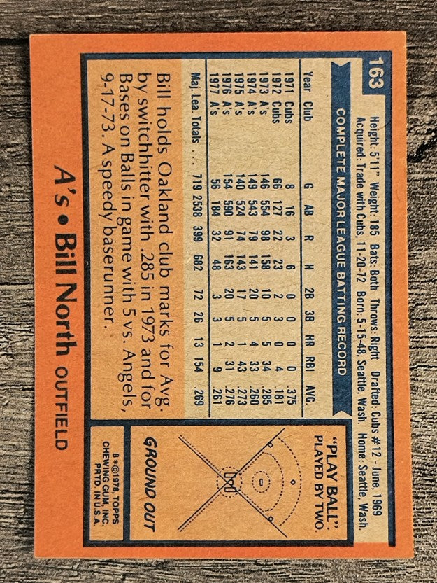 1978 Topps #163 Bill North (EXMT)