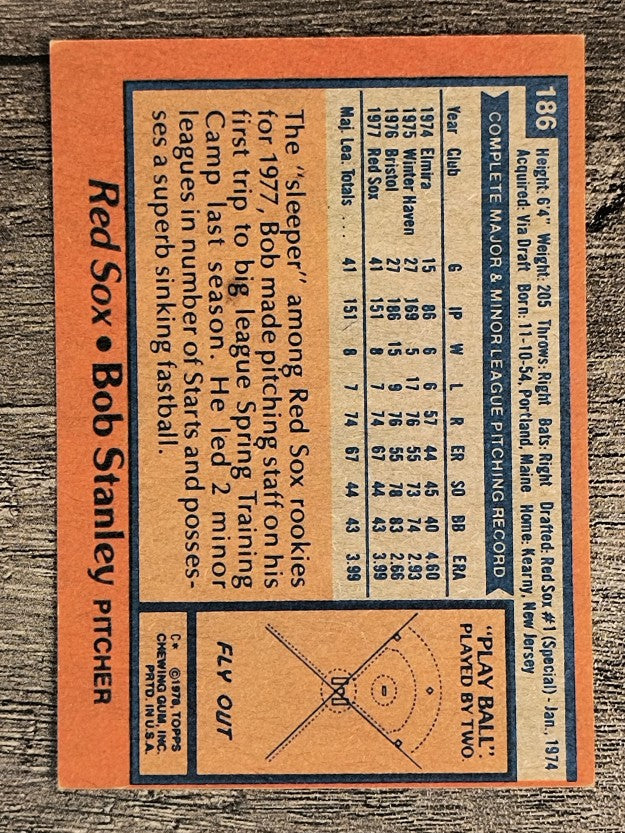 1978 Topps #186 Bob Stanley RC (EX)