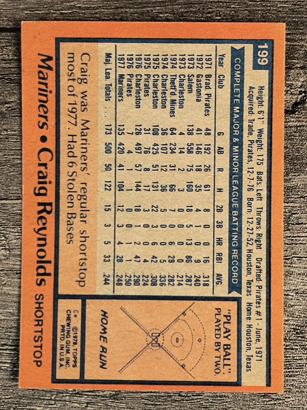 1978 Topps #199 Craig Reynolds (NM)