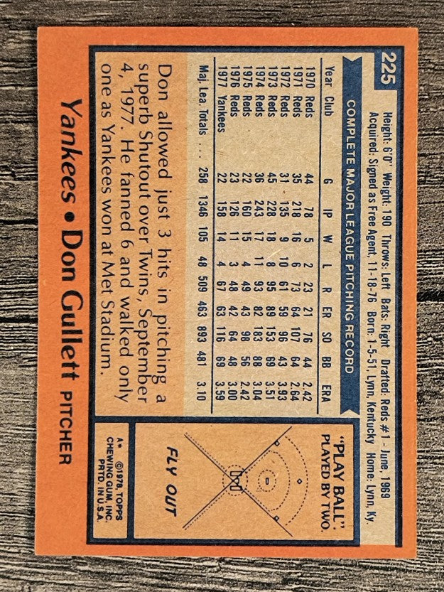 1978 Topps #225 Don Gullett (EX)