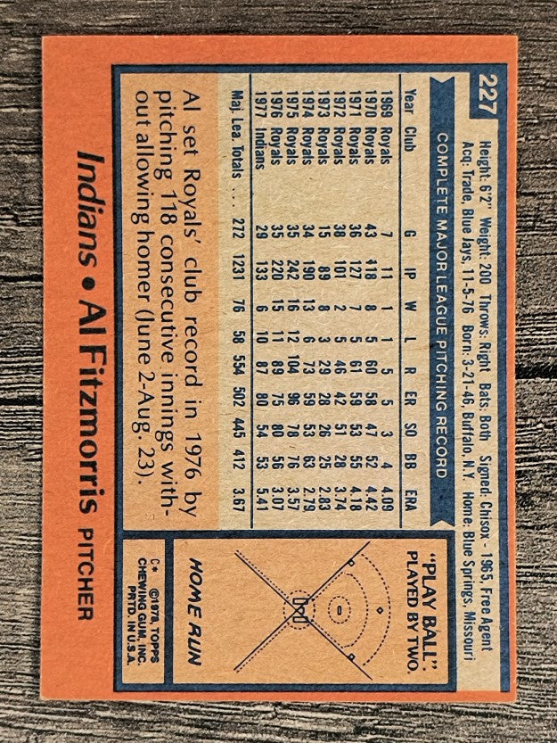 1978 Topps #227 Al Fitzmorris (EX)