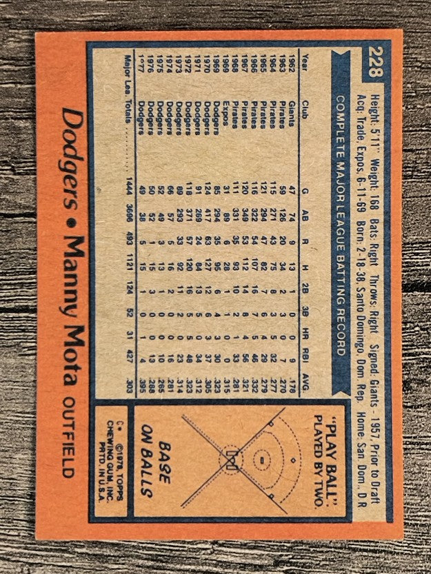 1978 Topps #228 Manny Mota (NM)