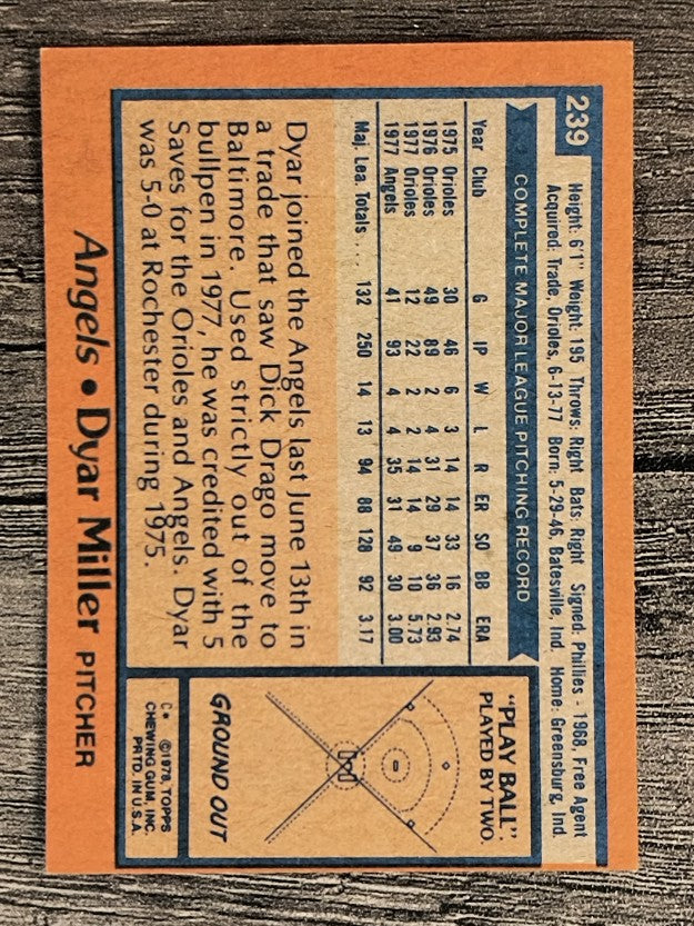 1978 Topps #239 Dyar Miller (NM)
