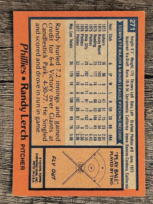 1978 Topps #271 Randy Lerch (NM)