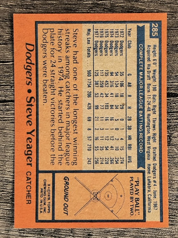 1978 Topps #285 Steve Yeager (EXMT)