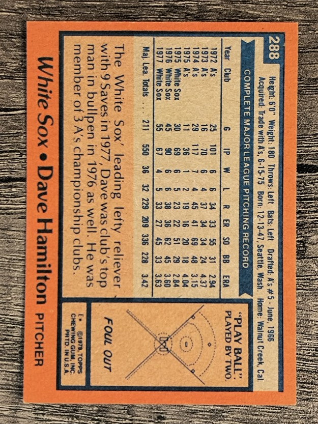 1978 Topps #288 Dave Hamilton (EXMT)