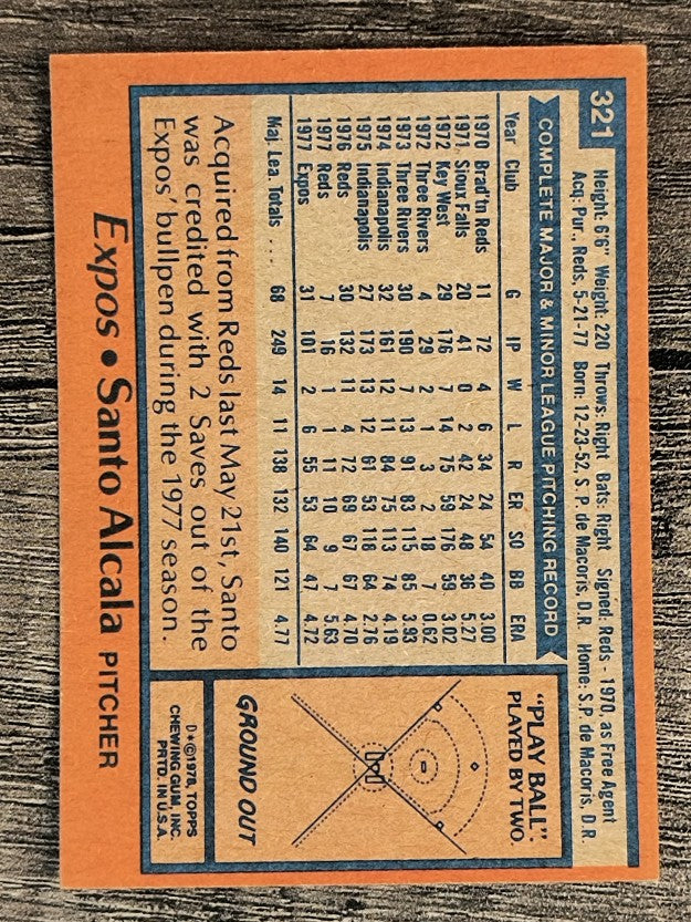 1978 Topps #321 Santo Alcala (VGEX)