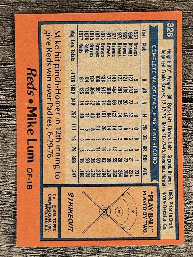 1978 Topps #326 Mike Lum (NM)