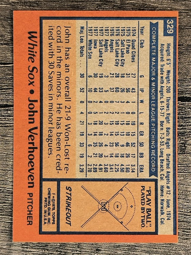 1978 Topps #329 John Verhoeven (EXMT)